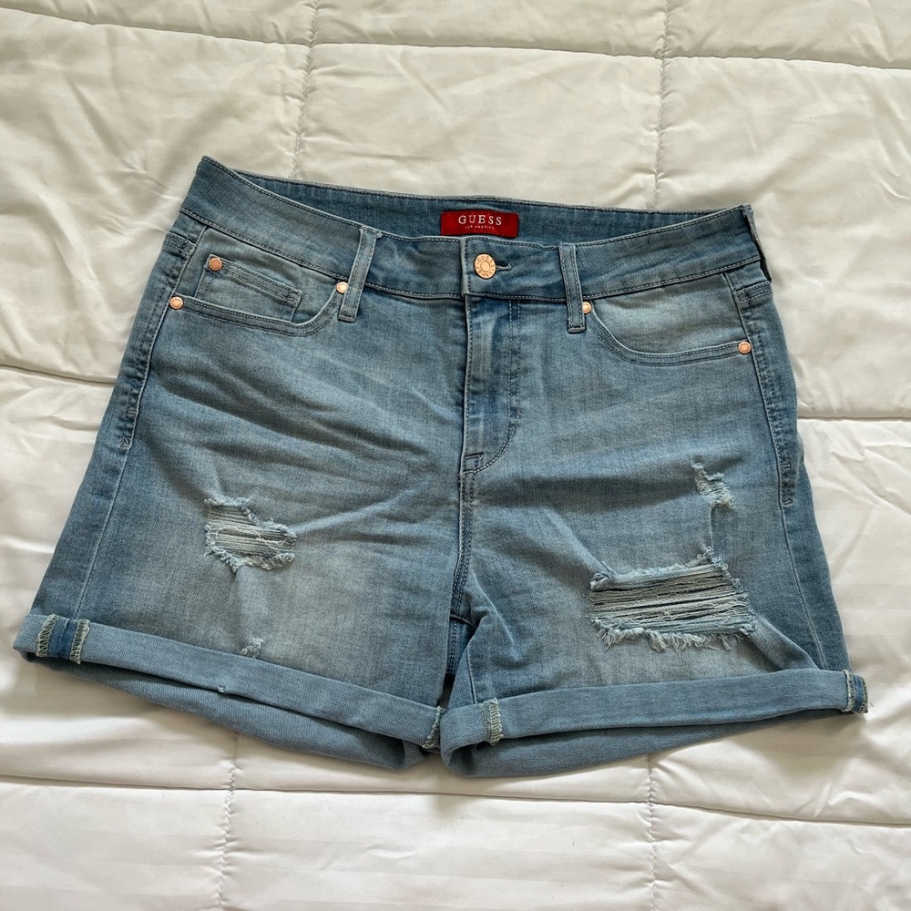 Guess Light-Wash High-Waisted Jean Shorts